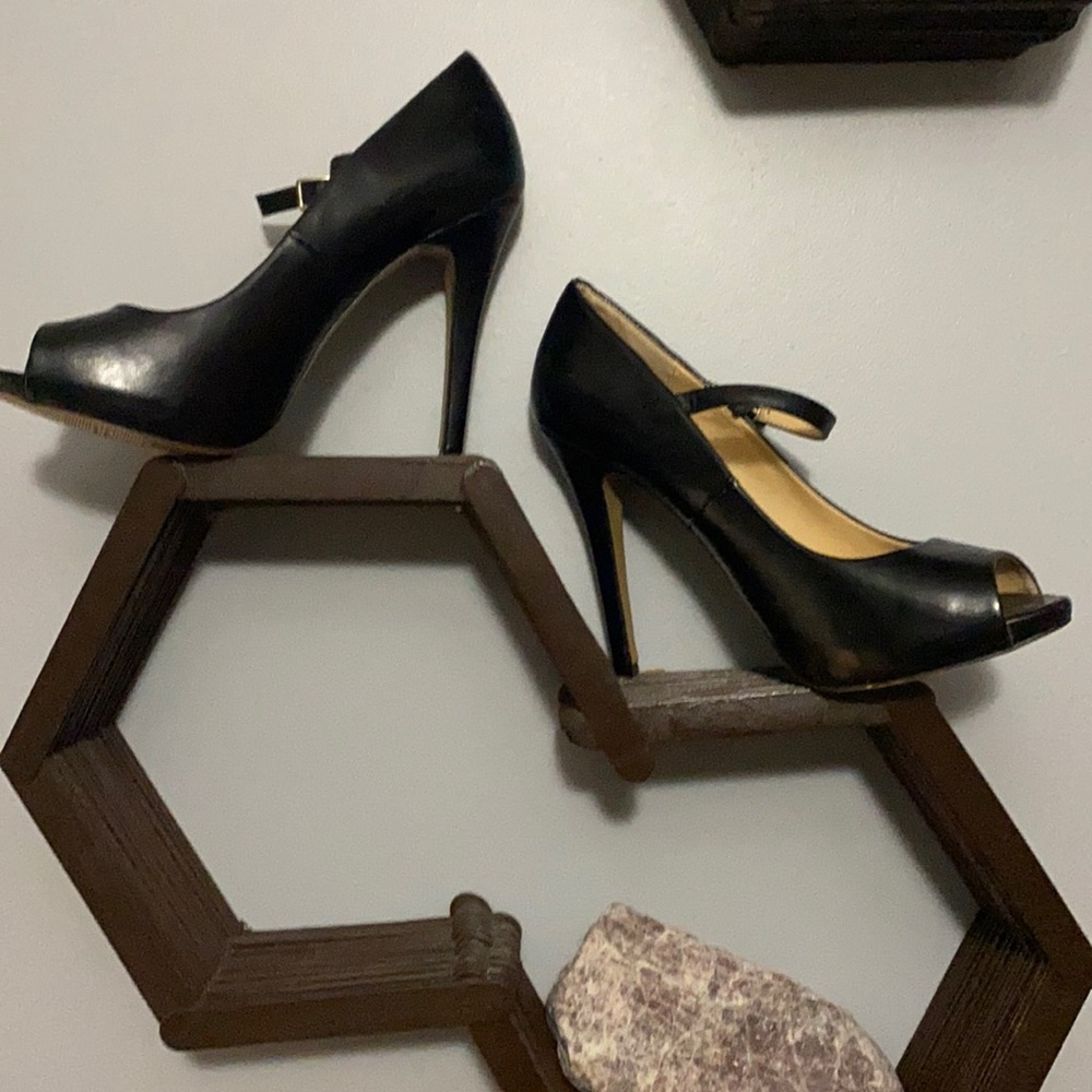 Black Open Toe Stiletto Heels